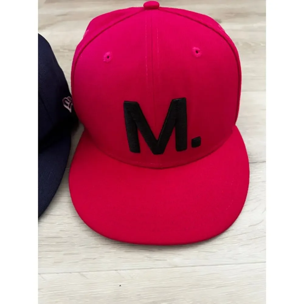 Municipal Lot of 3 Snapback Cap Adjustable Flat Brim Hats Navy Red Pink